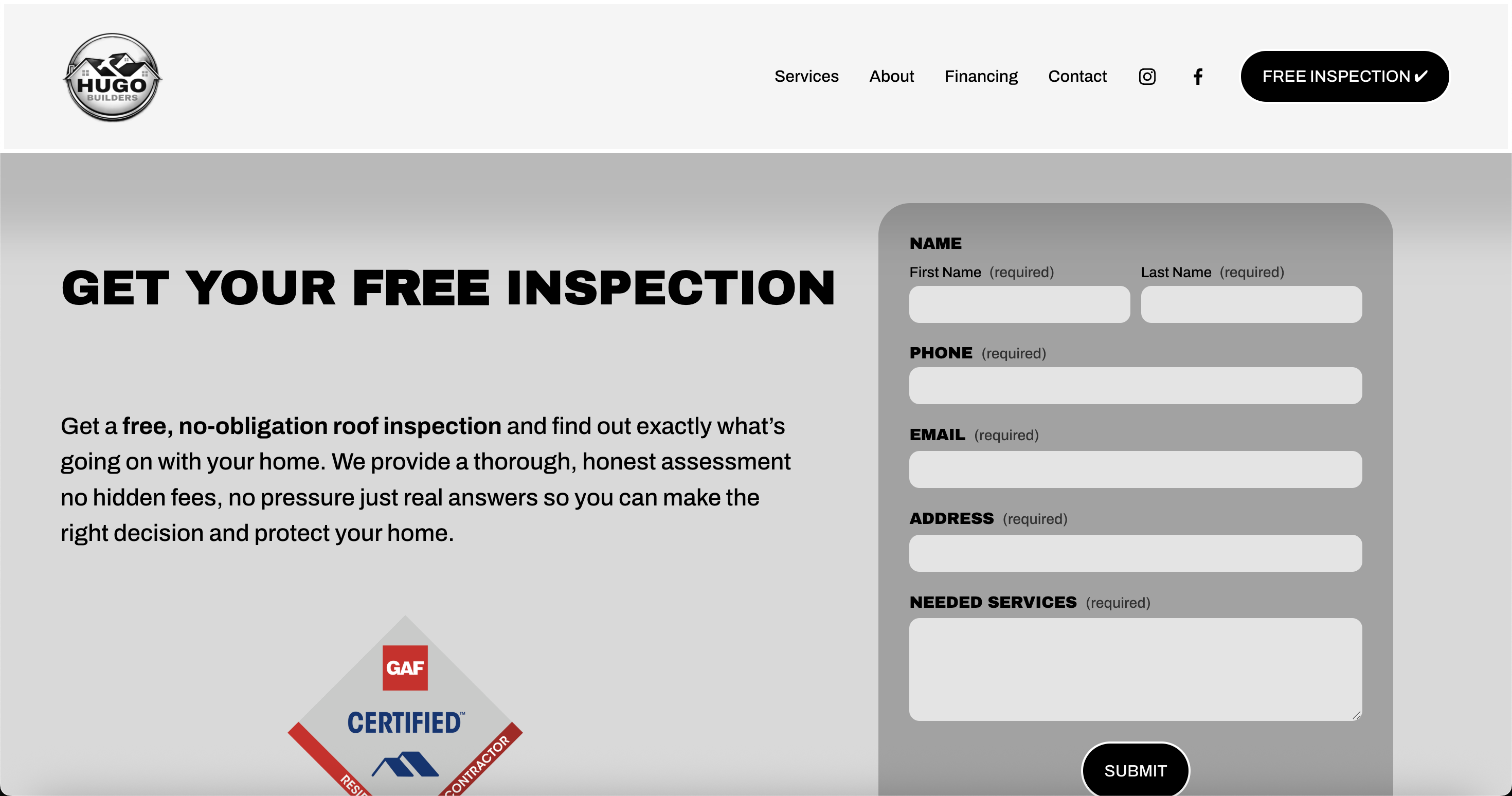 Original Hugo Builders site